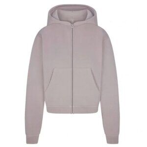 NWT SKIMS French Terry Shrunken Zip Up Hoodie Oyster Purple Medium Lounge Active